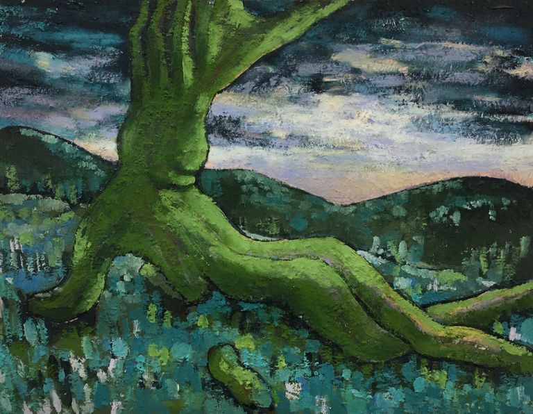 Bizarrer Baum - Rückenakt.